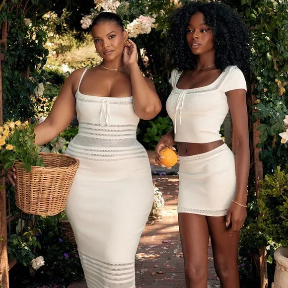 House of Cb 'Sarelle' Ivory Dainty Ribbed Knit Mini Skirt - Picture 4 of 12